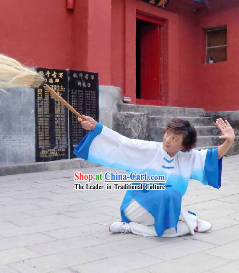 Traditional Chinese Blue and White Color Transition Tai Chi Clothes for Women