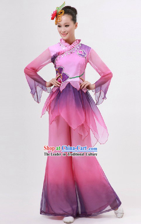 Traditional Chinese Purple Color Transition Dance Costume for Women