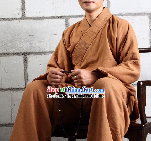 Chinese Classic Mandarin Buddist Arhat Luo Han Clothes Complete Set for Men