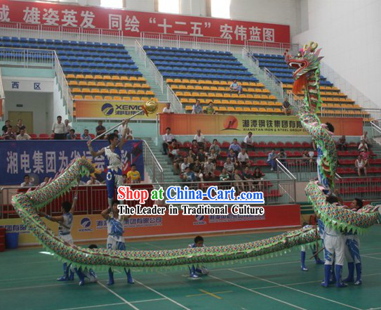 Chinese Classic Green Dragon Dance Costumes for Nine to Ten People