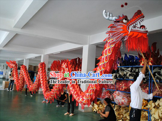 Shinning Red and Yellow Competition and Parade Dragon Dance Costumes