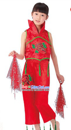 Traditional Chinese Handkerchief Dance Costume for Kids