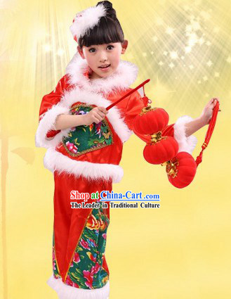 Traditional Chinese Lunar New Year Dance Costume for Kids