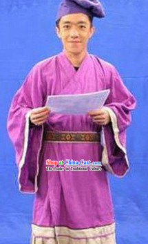 Ancient Chinese Servant Costumes and Hat for Men