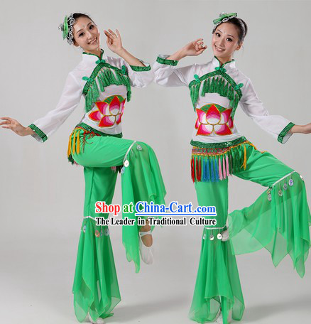 Chinese Ribbon Dance Costume and Headpiece for Women
