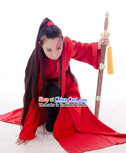 Ancient Chinese Swordsman Red Costumes