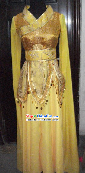 Gold Chinese Classical Dancing Costume for Women