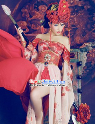 Chinese Classical Sexy Heroin Costumes and Headpiece