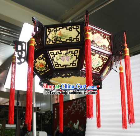 Chinese Classic Wooden Landscape Palace Lantern