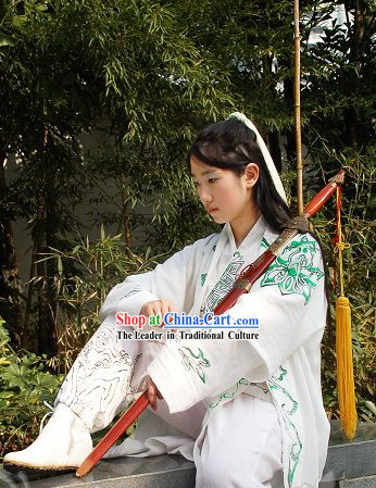 Ancient Chinese White Swordsman Costumes for Men