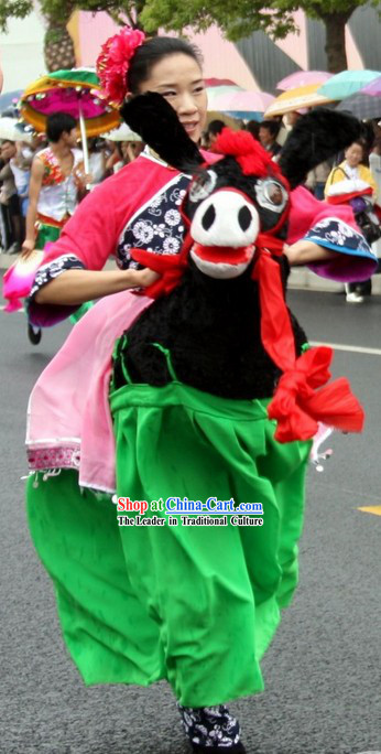 Traditional Chinese Parade Donkey Riding Costumes Set