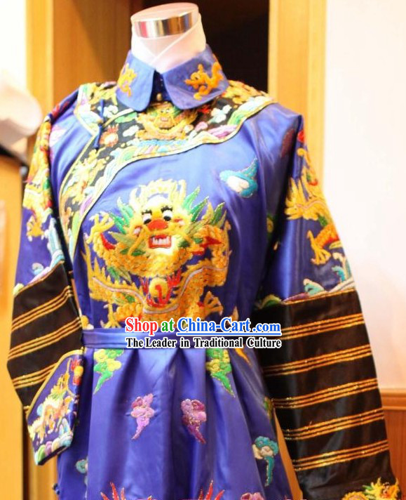 Qing Dynasty Embroidered Dragon Emperor Clothing for Men