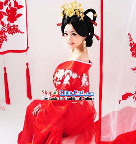 Ancient Chinese Tang Dynasty Bride Wedding Dress Complete Set