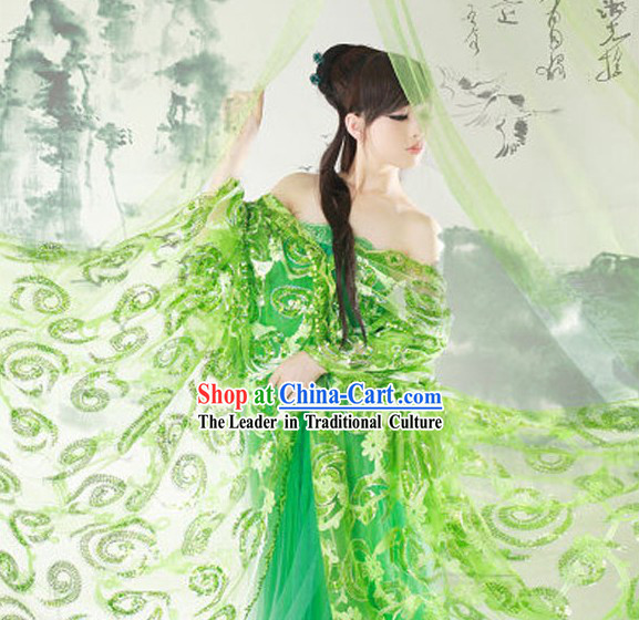 Ancient Chinese Green Beauty Clothing Complete Set