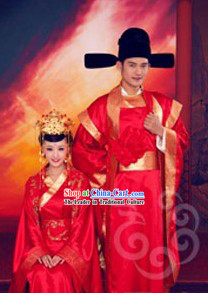 Chinese Classical Wedding Dress Two Complete Sets for Bride and Bridegroom