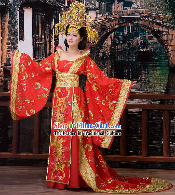 Traditional Chinese Wedding Phoenix Dress and Crown for Brides