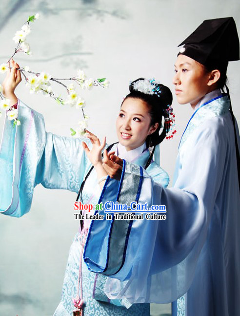 Ancient Chinese Intellectual and His Wife Clothing Two Sets