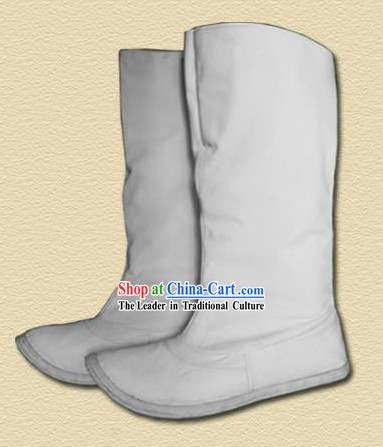 Traditional Handmade Han White Boots for Men