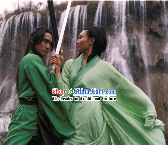 Chinese Qin Dynasty Period Costume Film Hero Kung Fu Master Knight Swordsman Hanfu Costumes for Men or Women