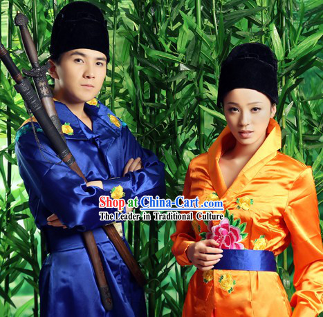 Traditional Chinese Martial Arts Chivalry Costume 2 Complete Sets for Men and Women