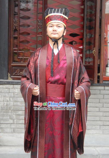 Ancient Chinese Male Hanfu Clothing and Hat for Men