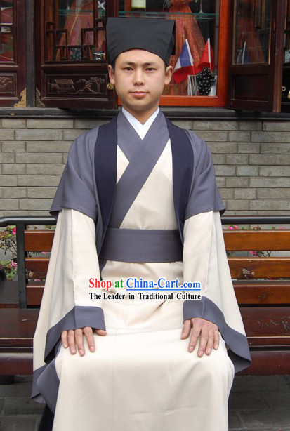 Ancient Chinese Zhiju Hanfu Clothing and Hat for Men