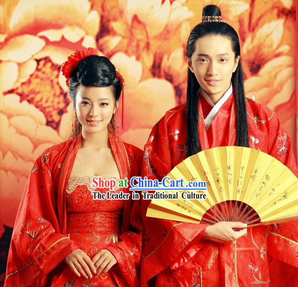 Ancient Chinese Wedding Clothing 2 Sets for Men and Women