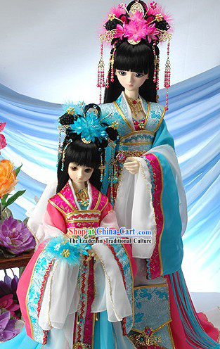 Ancient Chinese Palace Empress and Prince Mother and Daughter Costumes, Wig, Hair Accessories