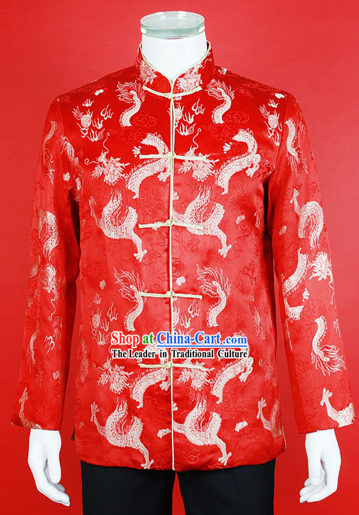 Stunning Red Dragon Tang Suit for Bridegroom