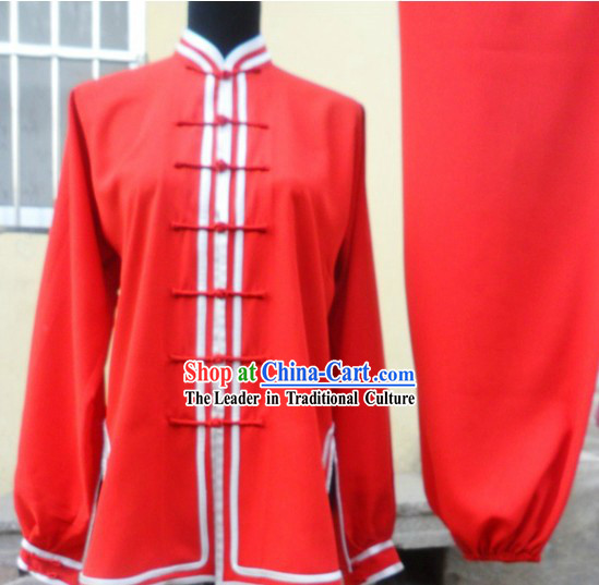 Traditional Red Kung Fu Tournament Uniform for Women or Men