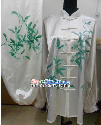 White Martial Arts Competition Silk Uniform for Men