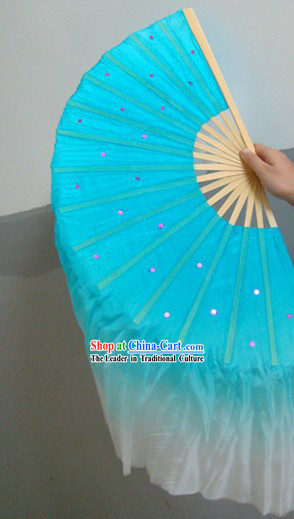 Chinese Blue Classic Silk Dance Fan