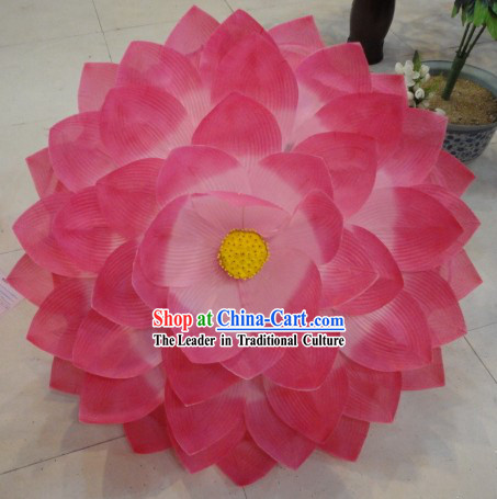 Chinese Classic Pink Lotus Flower Dance Umbrella
