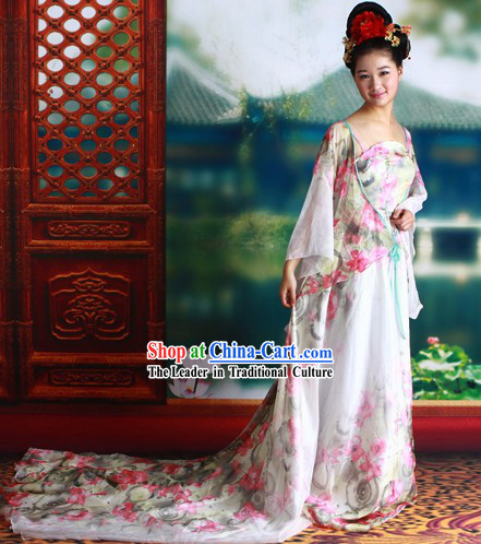 Ancient Chinese Tang Dynasty Princess Long Tail Clothes Complete Set
