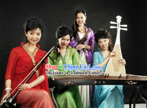 Traditional Chinese Musician Costumes Four Complete Sets for Women