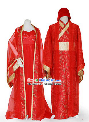 Ancient Chinese Wedding Dresses Two Complete Sets for Men and Women