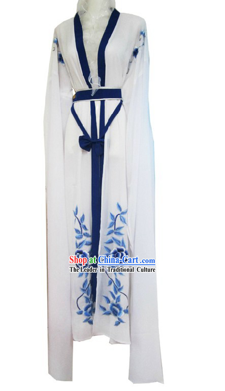 Ancient Chinese White Long Sleeve Dance Costume for Women