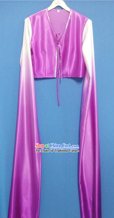 Purple Color Transition Water Sleeve Dance Costumes