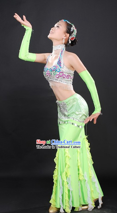 Chinese Ethnic Dai Dance Costumes Complete Set for Women