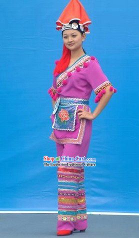 Chinese Ethnic Zhuang Garment Complete Set for Women