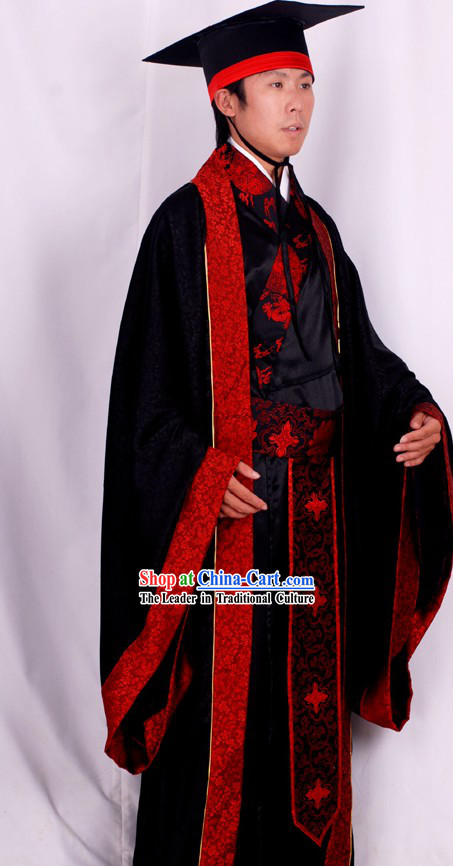 Ancient Chinese Big Event Ceremonial Clothing and Hat Complete Set for Men
