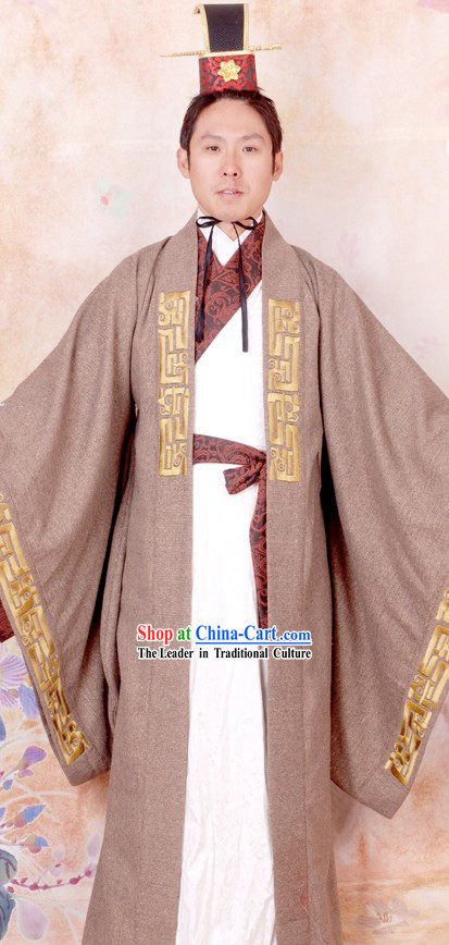 Ancient Chinese Prime Minister Clothing and Coronet for Men