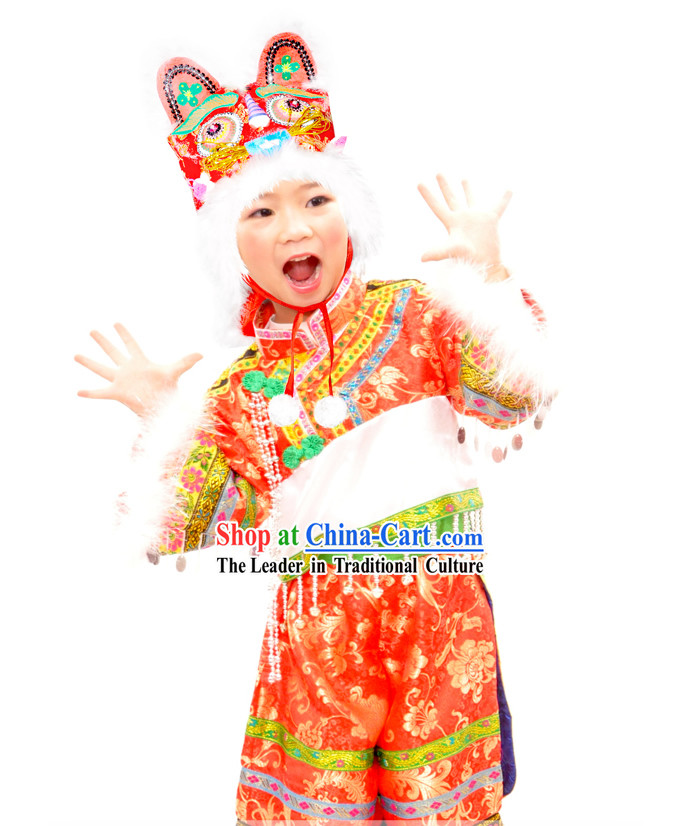 Chinese Lunar New Year Festival Celebration Tiger Dance Costume for Children