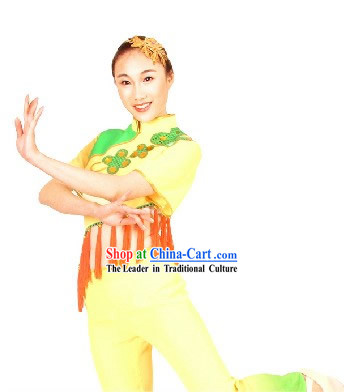 Chinese Folk Yangge Festival Celebration Dance Costume and Headpiece for Women