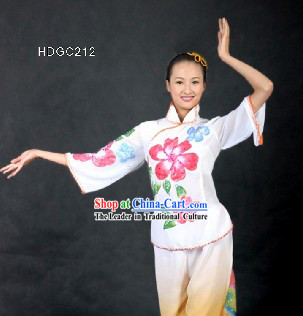 Chinese Flower Color Transition Yangge Dance Costumes for Women