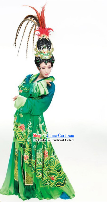 Ancient Chinese Li Yugang Four Beauties Opera Costumes and Hair Accessories Complete Set