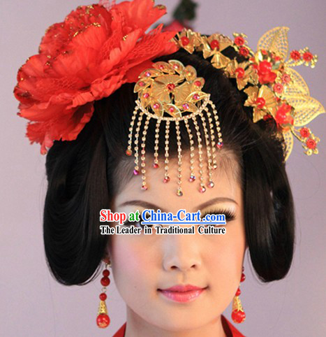 Traditional Chinese Tang Dynasty Lady Wig and Hair Accessories