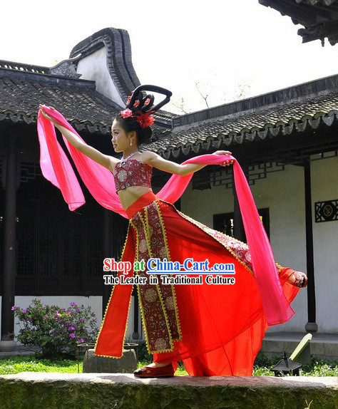 Ancient Chinese Palace Dance Costume and Fairy Wig for Kids
