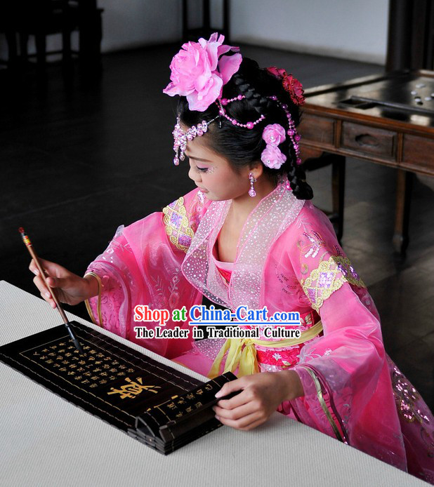 Ancient Chinese Pink Princess Costumes for Children