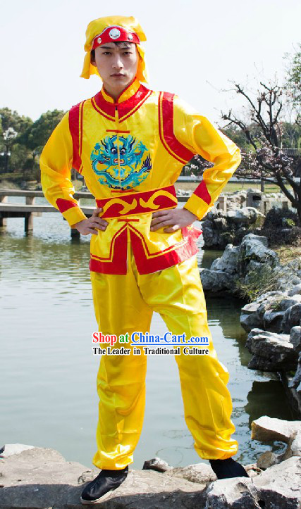 Professional Dragon Dancer Blouse, Pants, Belt and Headband Uniform Complete Set